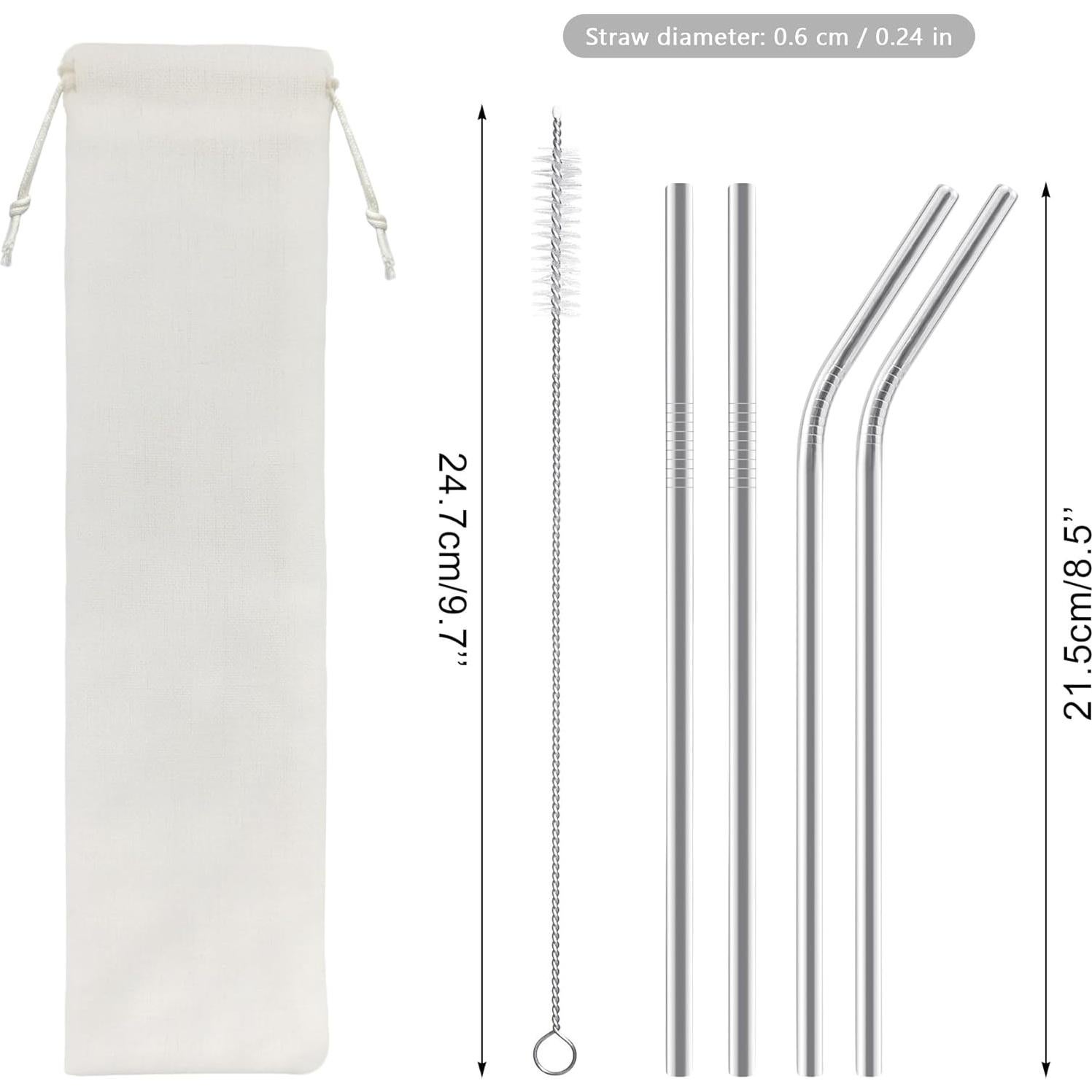 Pajitas de Acero Inoxidable Reutilizables BlingKingdom 4 PCS