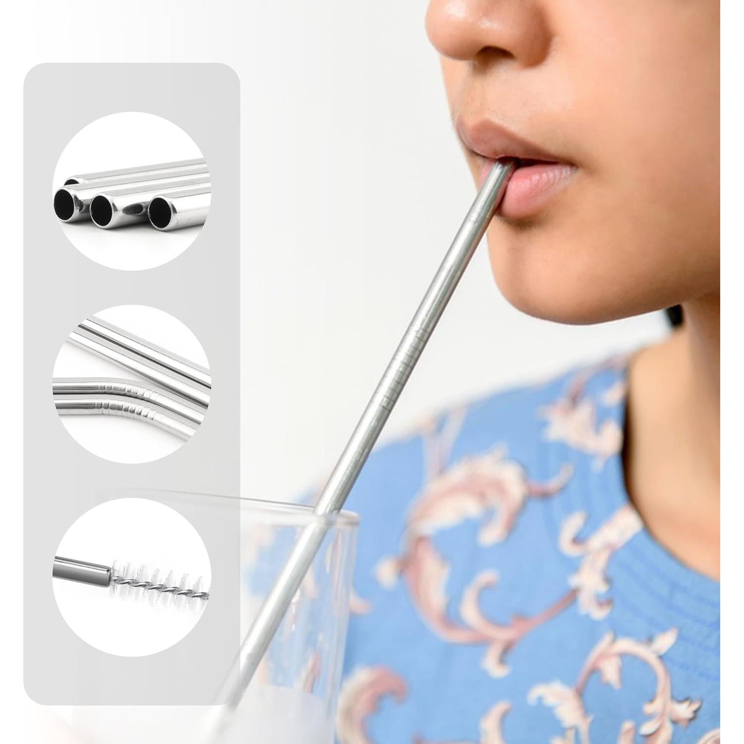 Pajitas de Acero Inoxidable Reutilizables BlingKingdom 4 PCS