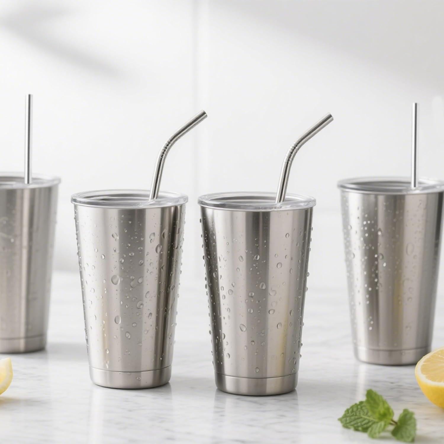 Pajitas de Acero Inoxidable Reutilizables BlingKingdom 4 PCS