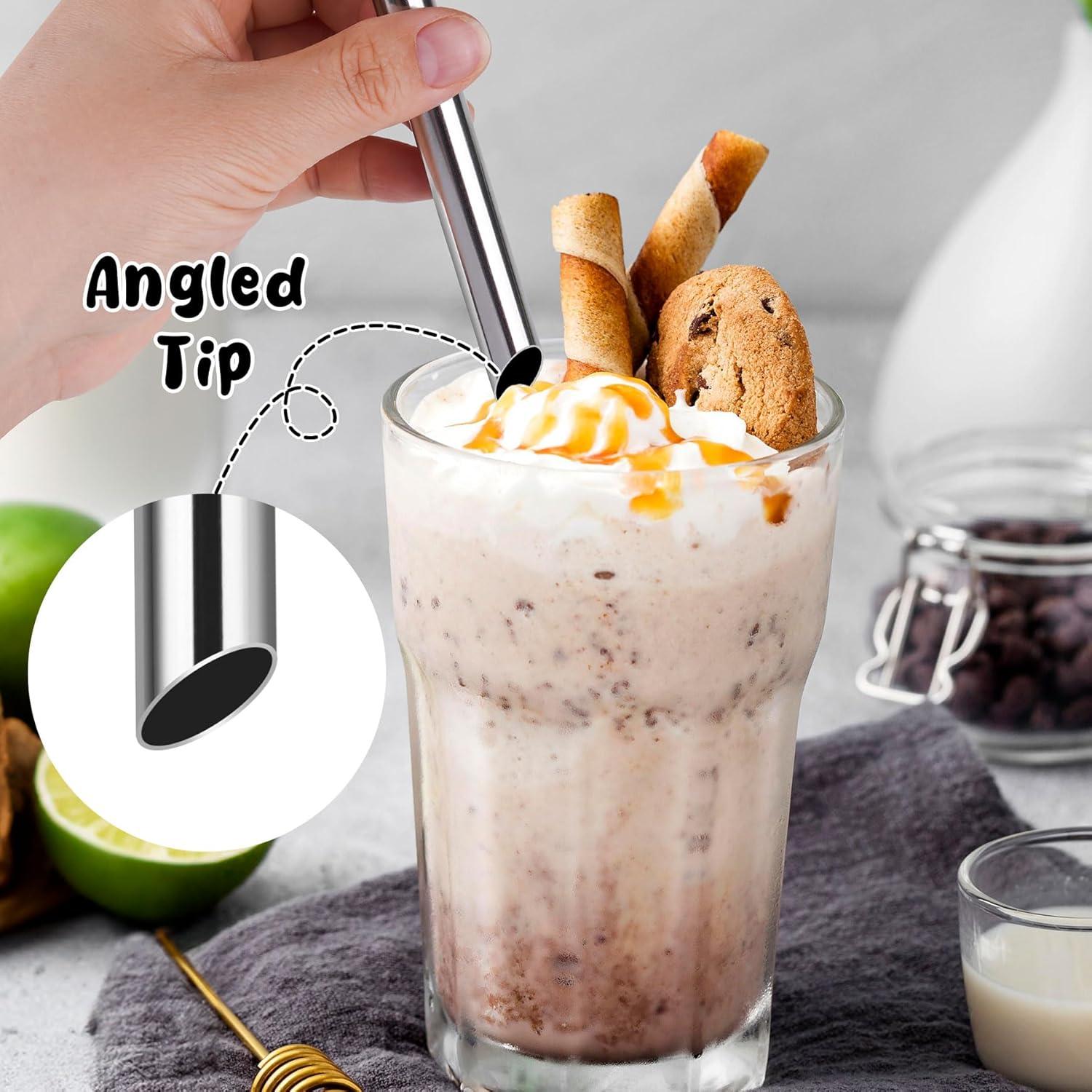 NiHome Popotes de Acero Inoxidable Reutilizables 4 Pzas 1.27 cm