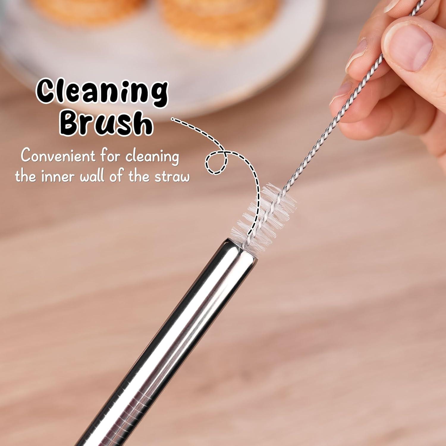 NiHome Popotes de Acero Inoxidable Reutilizables 4 Pzas 1.27 cm