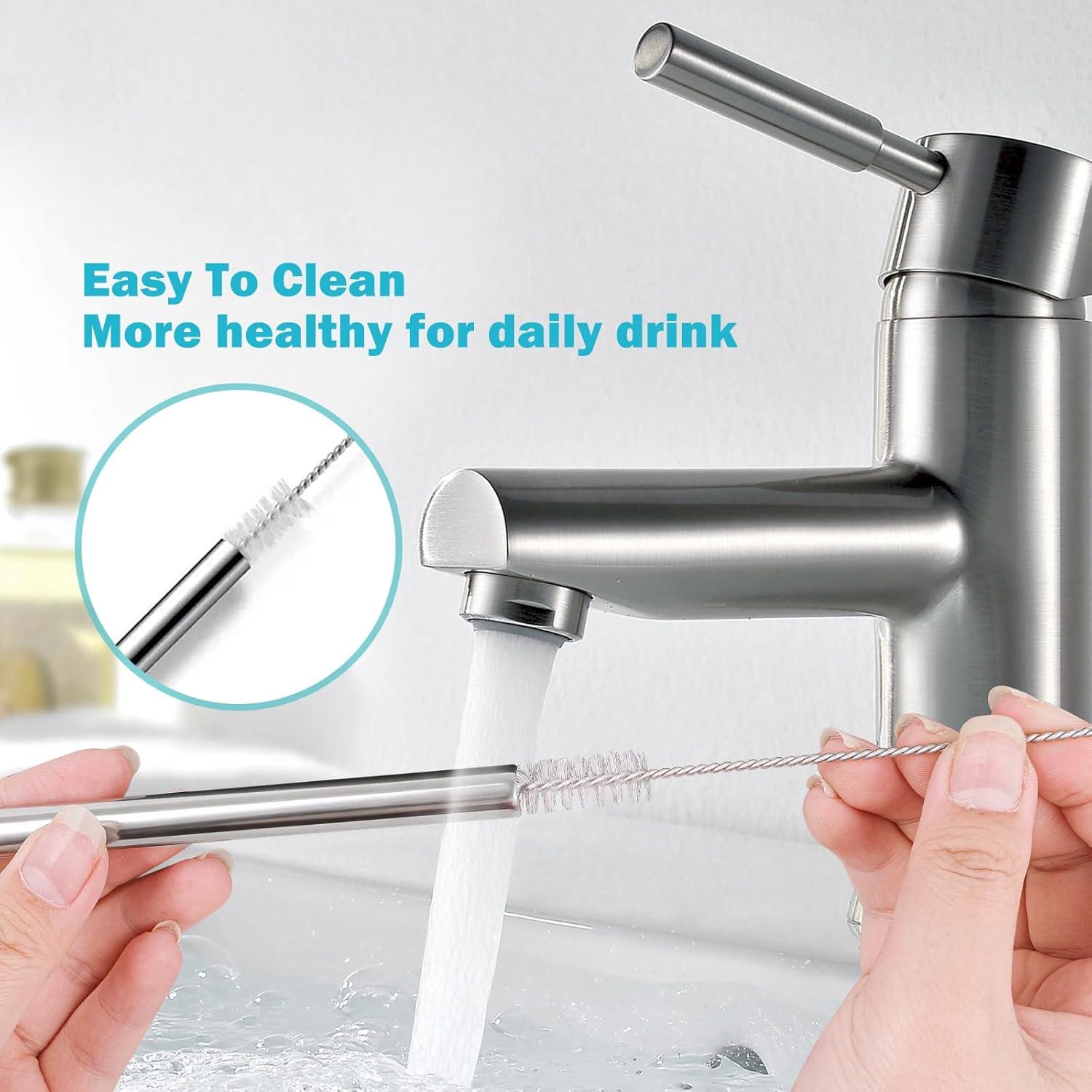 Popotes Metálicos Reutilizables LUCKINEE para HydroJug 40 oz - 6 Pzas