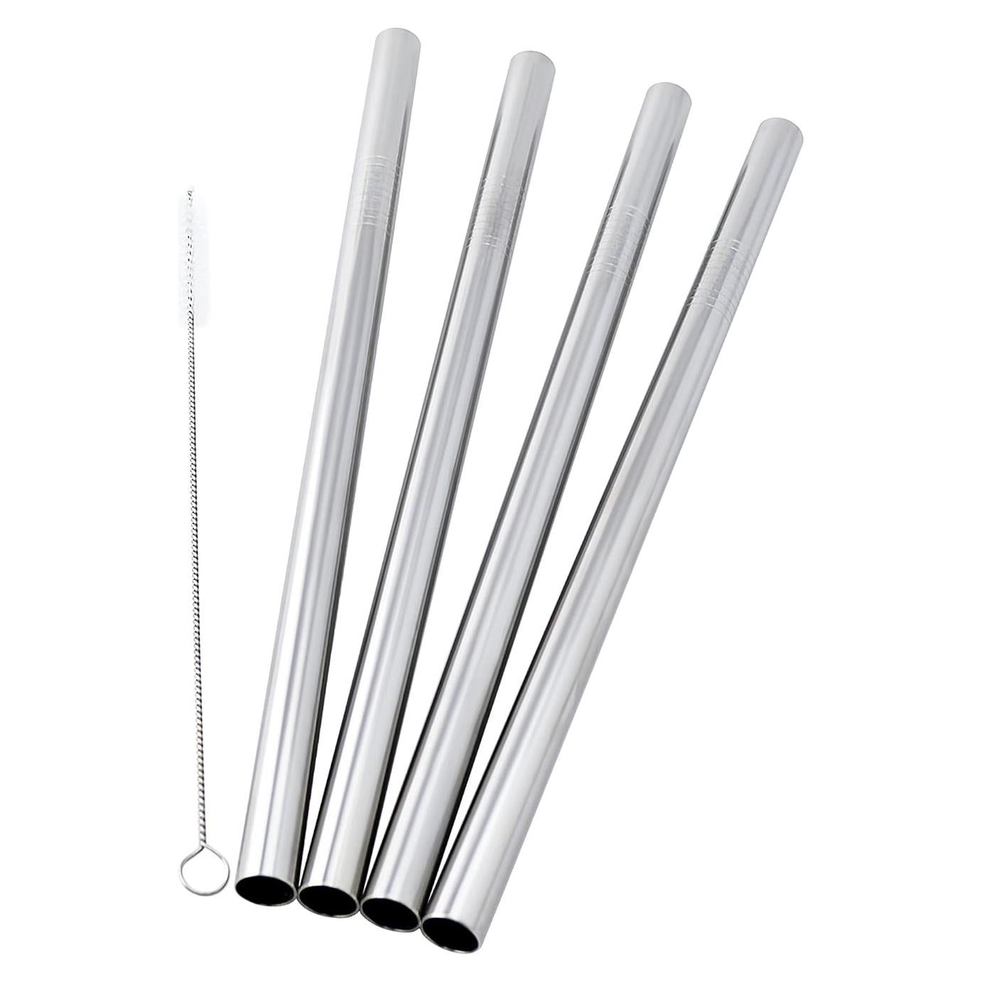 4 Popotes de Acero Inoxidable CocoStraw 24.2cm Anchos para Smoothies
