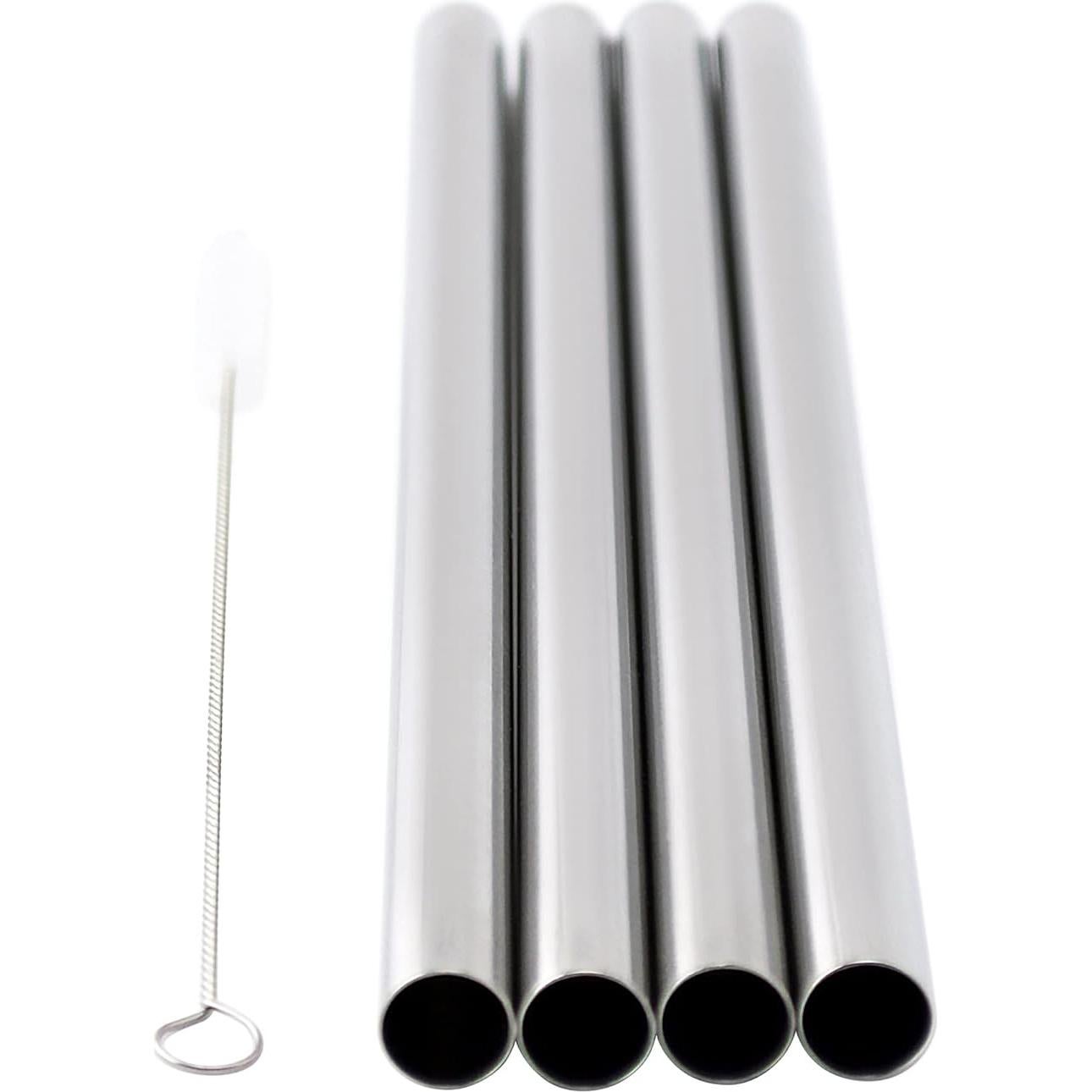 4 Popotes de Acero Inoxidable CocoStraw 24.2cm Anchos para Smoothies