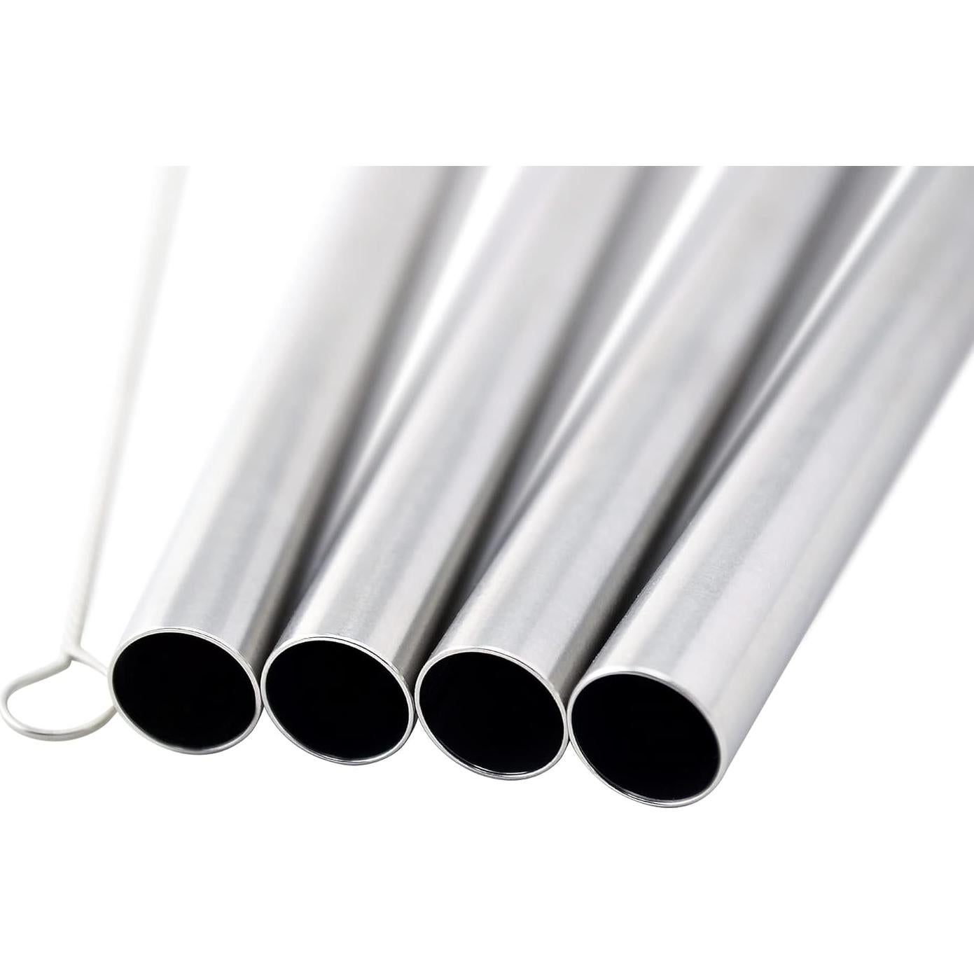 4 Popotes de Acero Inoxidable CocoStraw 24.2cm Anchos para Smoothies