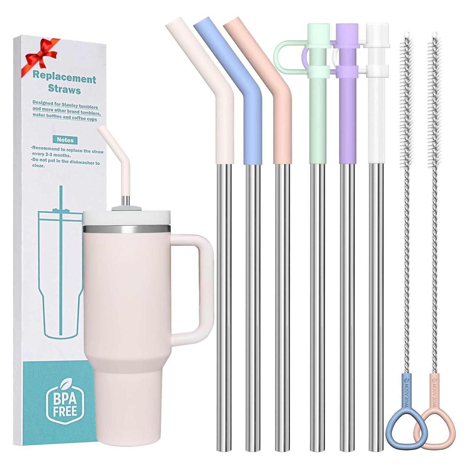 Pajitas Reutilizables de Acero Inoxidable WK IEASON 30.48 cm 6 Pcs