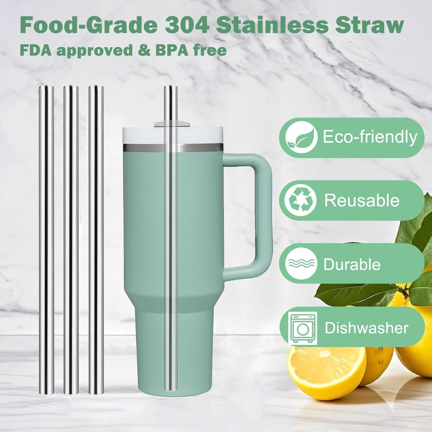 Pajitas Reutilizables de Acero Inoxidable WK IEASON 30.48 cm 6 Pcs