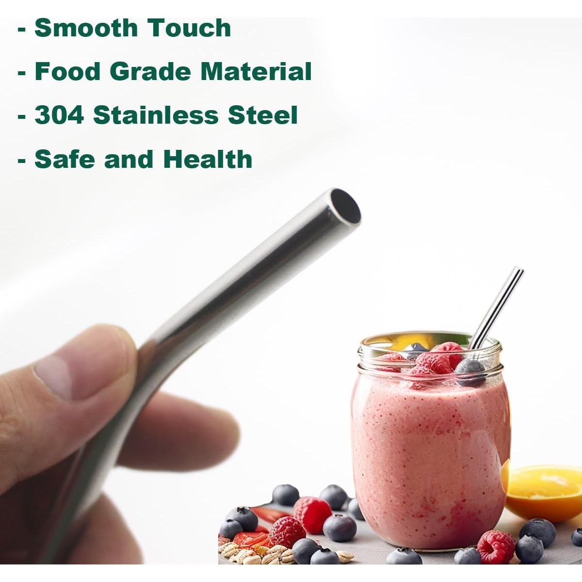 Paquete de 8 Pajitas de Metal Dobladas MCEUS 15 cm Reutilizables