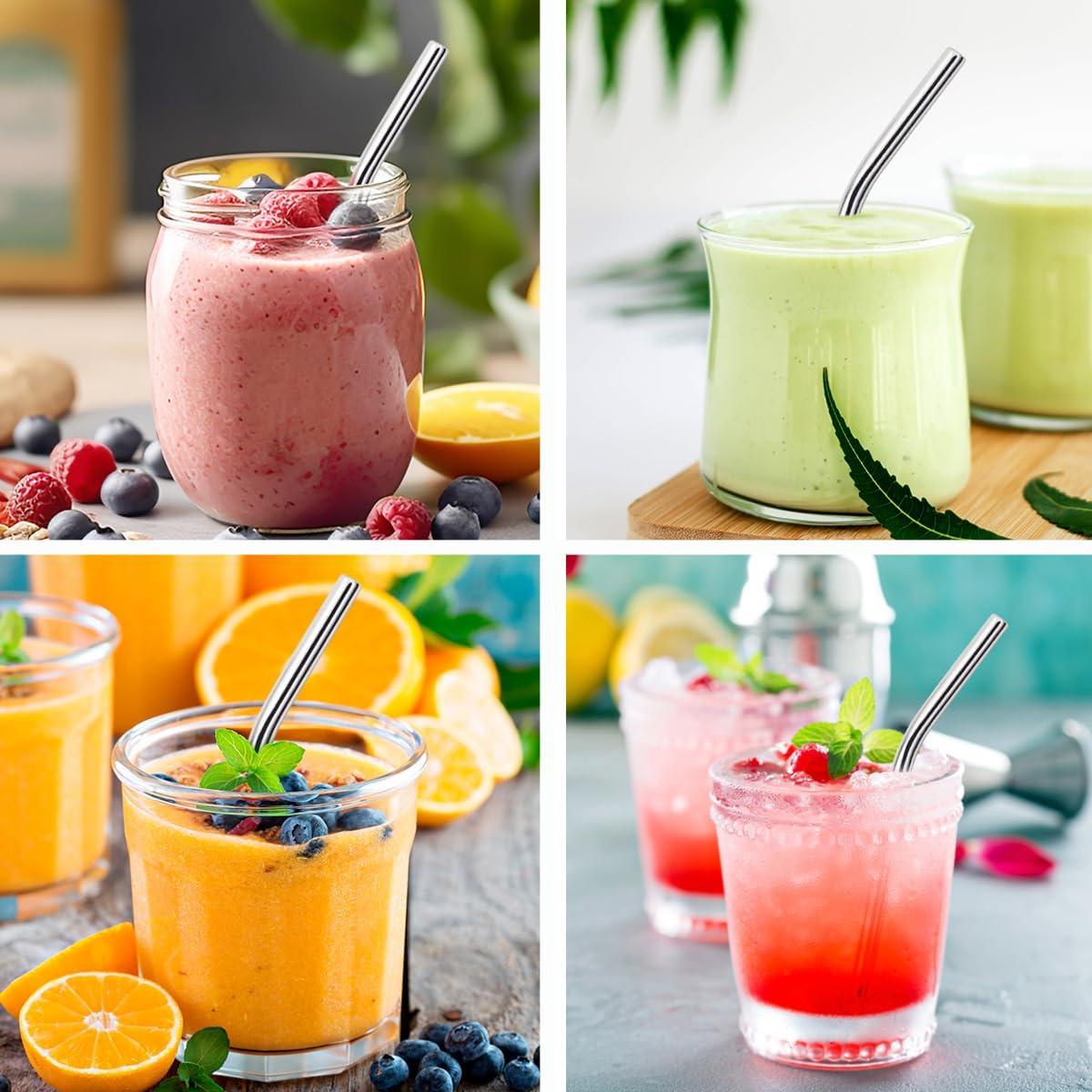 Paquete de 8 Pajitas de Metal Dobladas MCEUS 15 cm Reutilizables