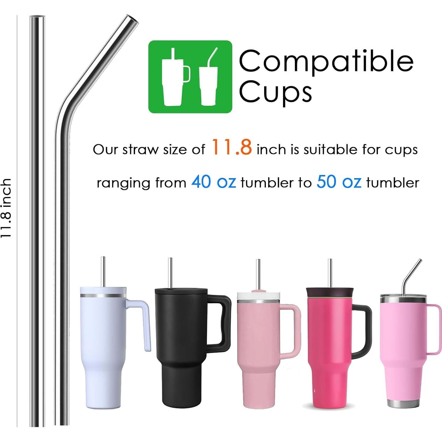 Popotes Reutilizables Acero Inoxidable MCYXX para Vaso 40oz