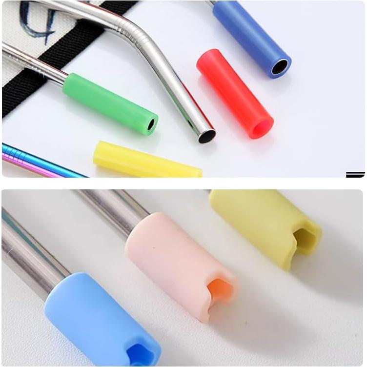 Juego de 16 Pajitas de Acero Inoxidable ZQHZDZ con Silicona