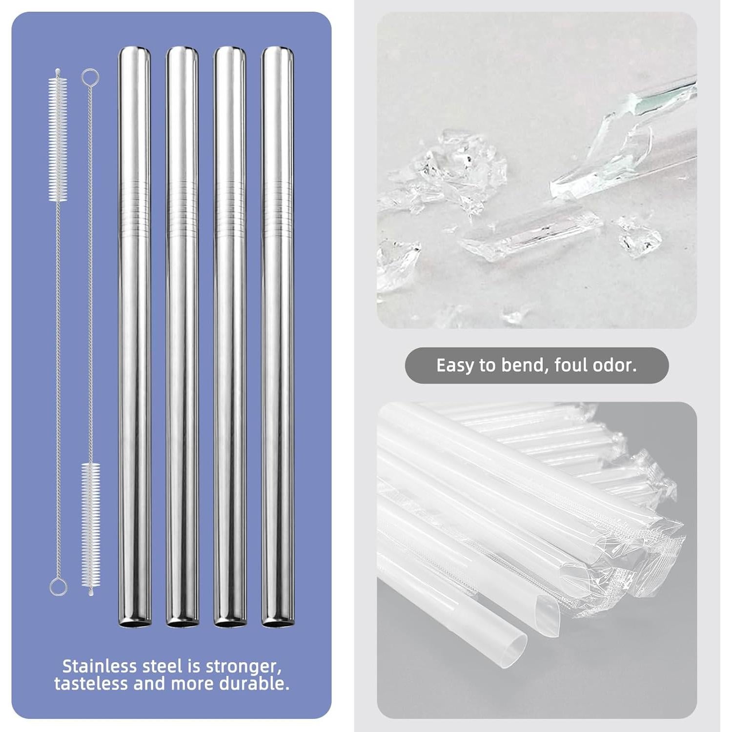 Paquete de 4 Pajillas de Acero Inoxidable LSAUVWN 30oz