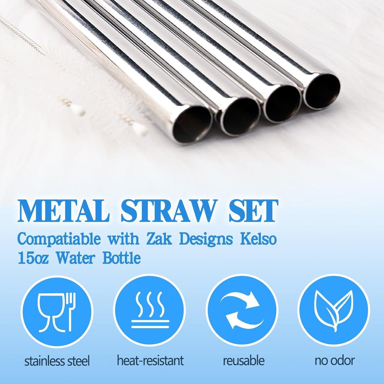 Popotes de Acero Inoxidable Reutilizables 4 Pcs para Botella Zak 15 oz