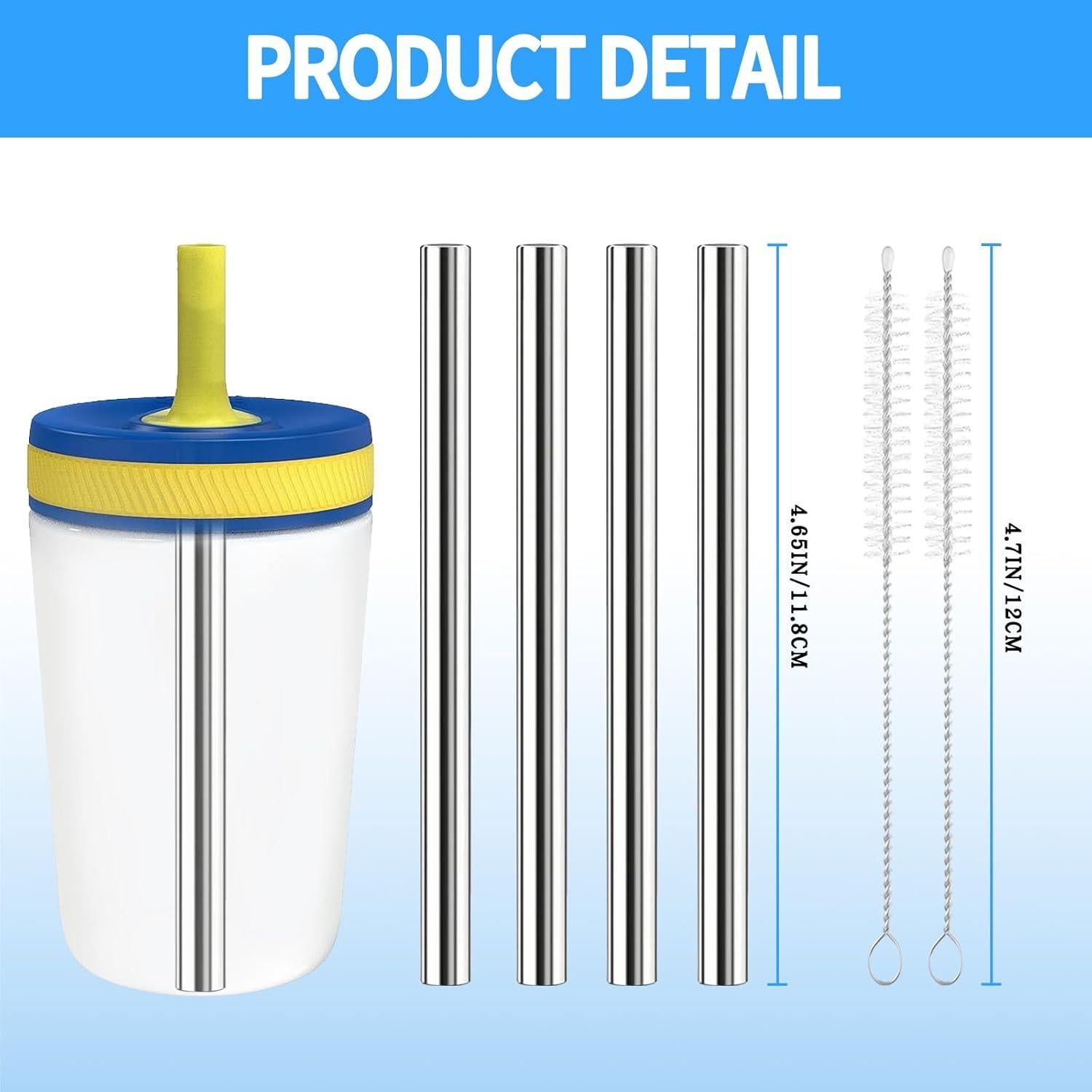 Popotes de Acero Inoxidable Reutilizables 4 Pcs para Botella Zak 15 oz