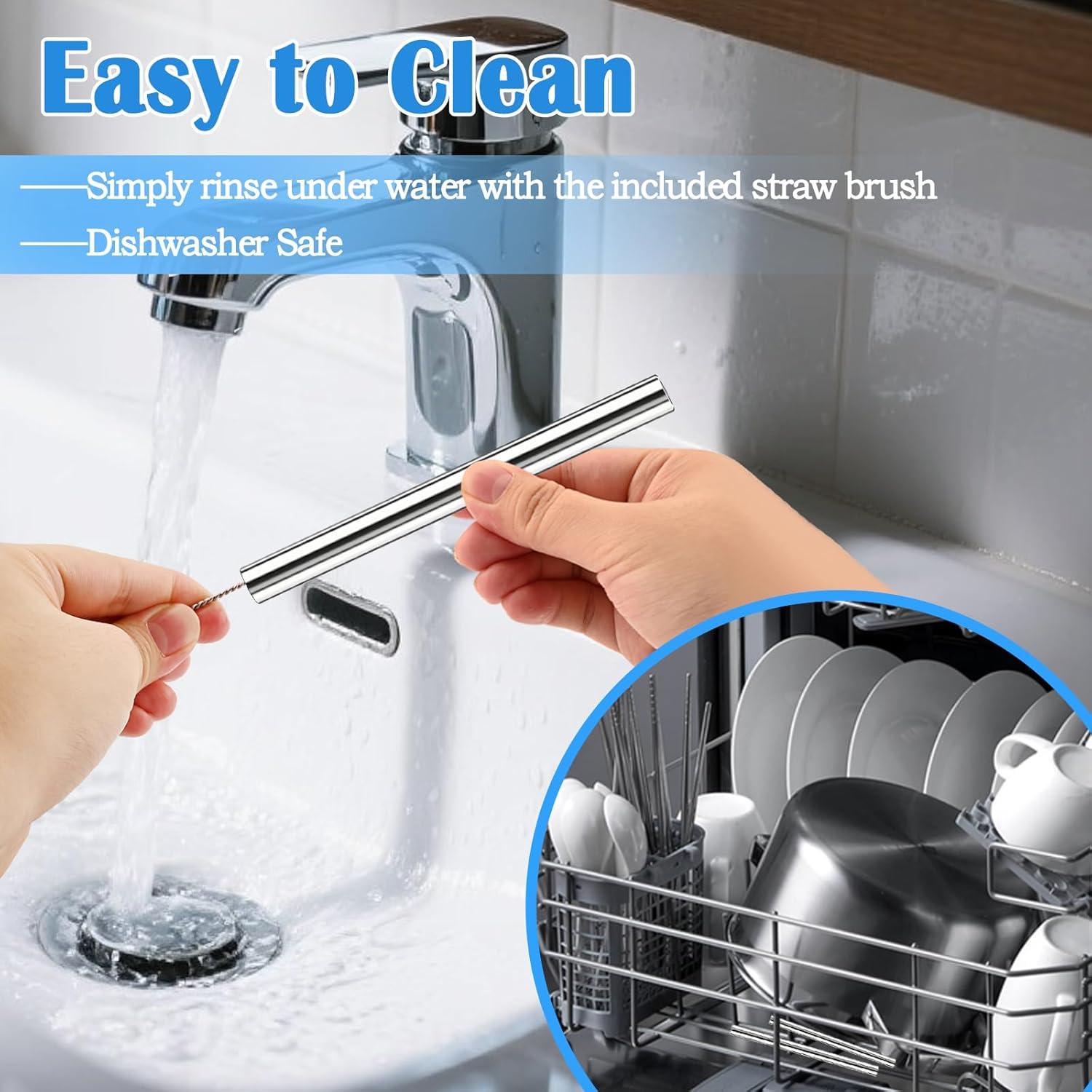 Popotes de Acero Inoxidable Reutilizables 4 Pcs para Botella Zak 15 oz