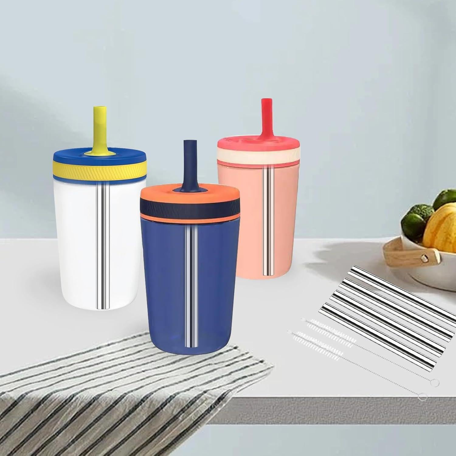 Popotes de Acero Inoxidable Reutilizables 4 Pcs para Botella Zak 15 oz