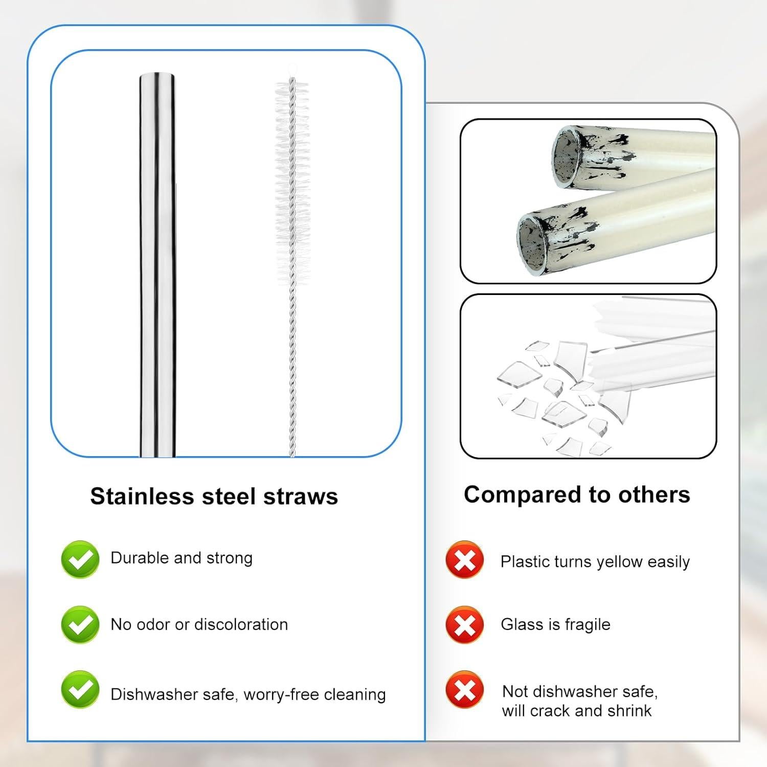 Paquete de 4 Pajillas de Acero Inoxidable Gosknor 19.5 cm