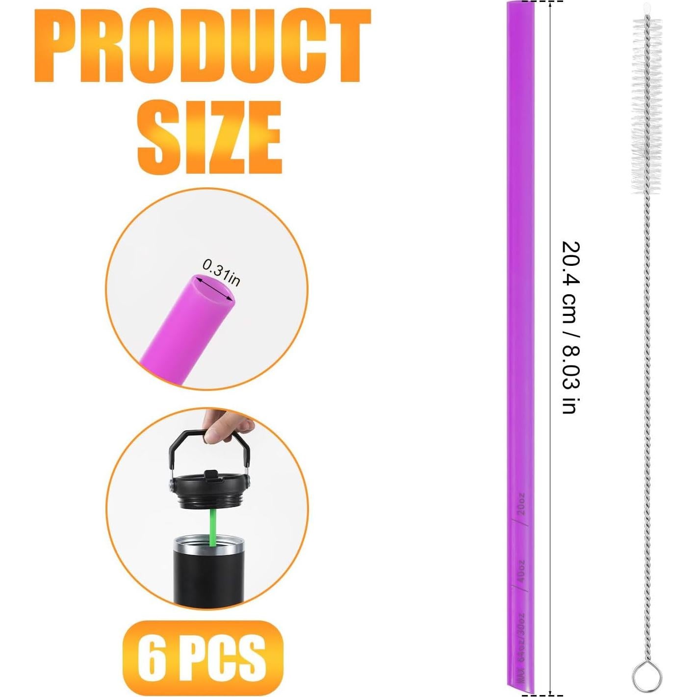 6 Popotes Reutilizables PEUTIER para Vaso Stanley 20-64oz