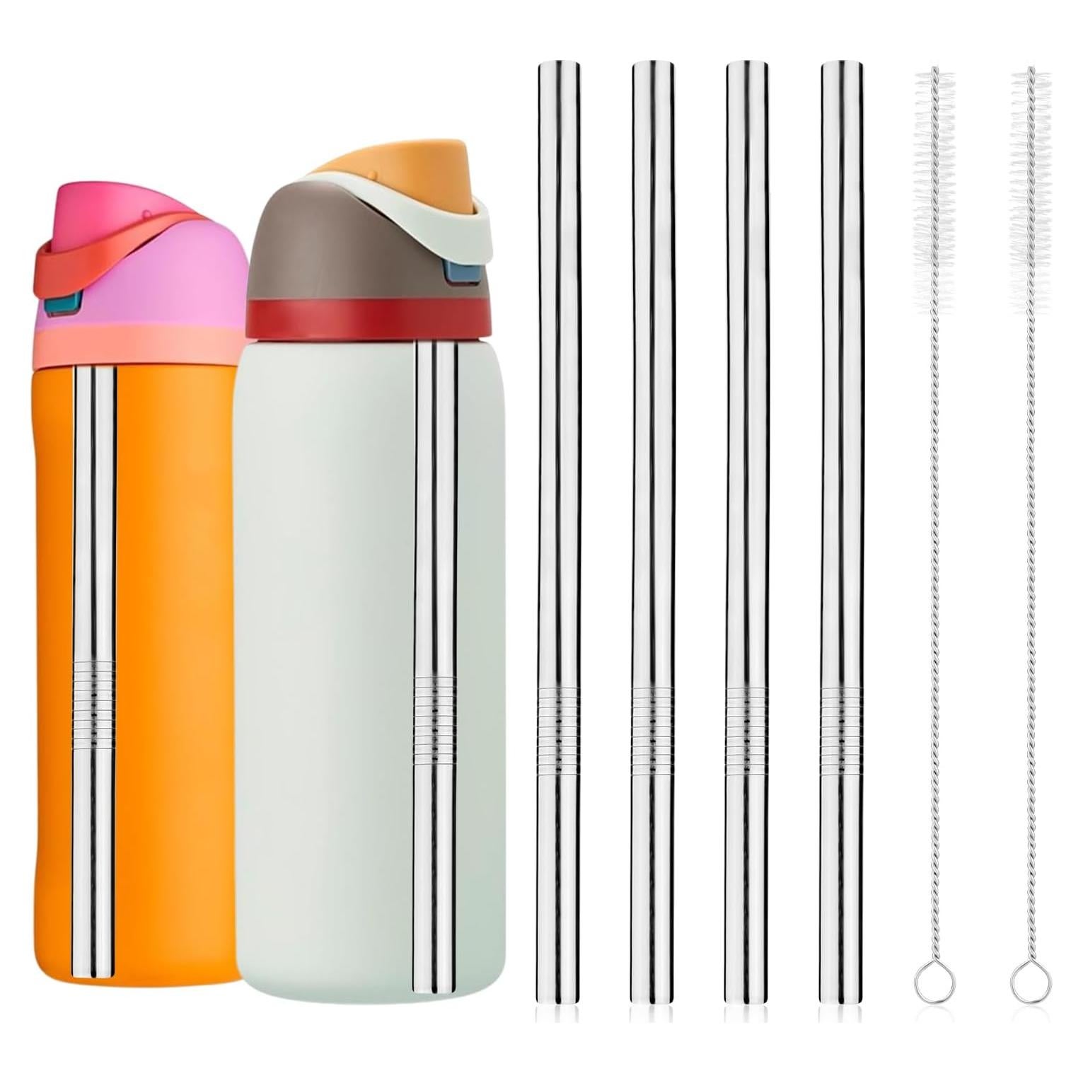 4 Pajitas de Acero Inoxidable PEUTIER + 2 Cepillos de Limpieza