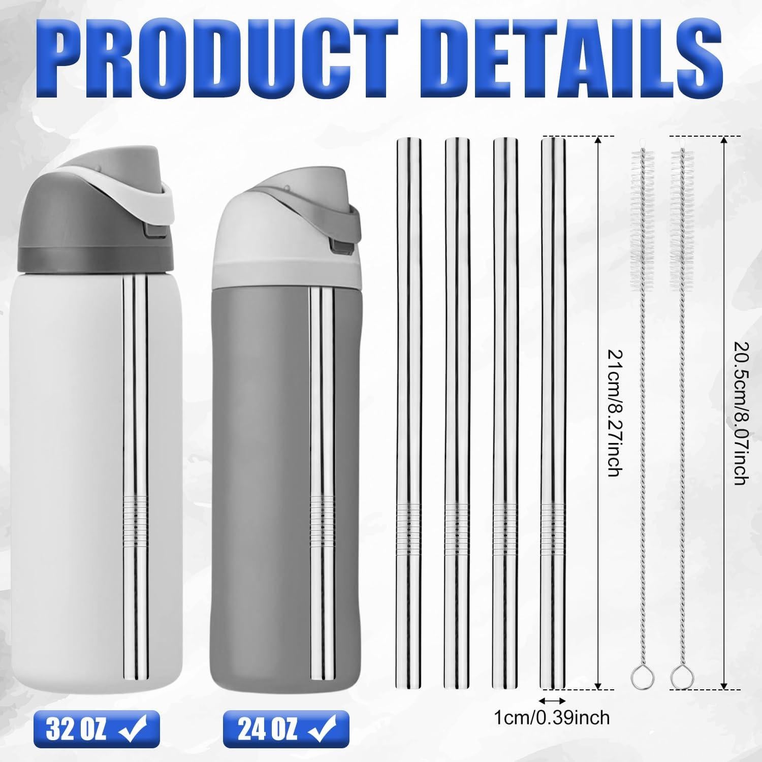 4 Pajitas de Acero Inoxidable PEUTIER + 2 Cepillos de Limpieza