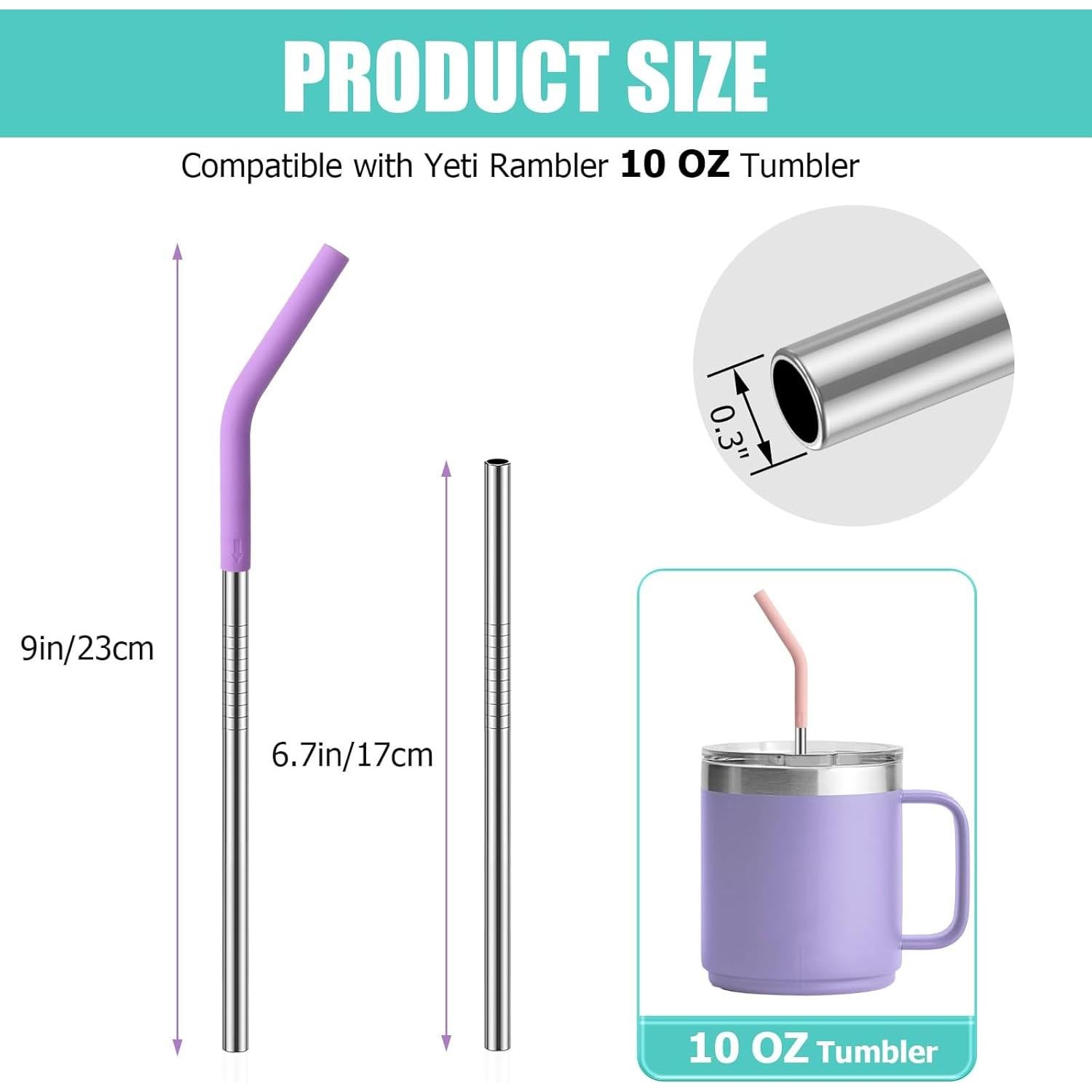 Popotes de Acero Inoxidable Reutilizables Ullnosoo 6 Unidades con Puntas de Silicona