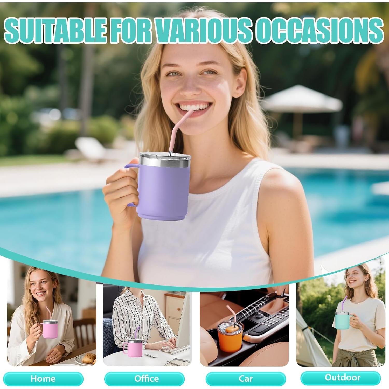 Popotes de Acero Inoxidable Reutilizables Ullnosoo 6 Unidades con Puntas de Silicona