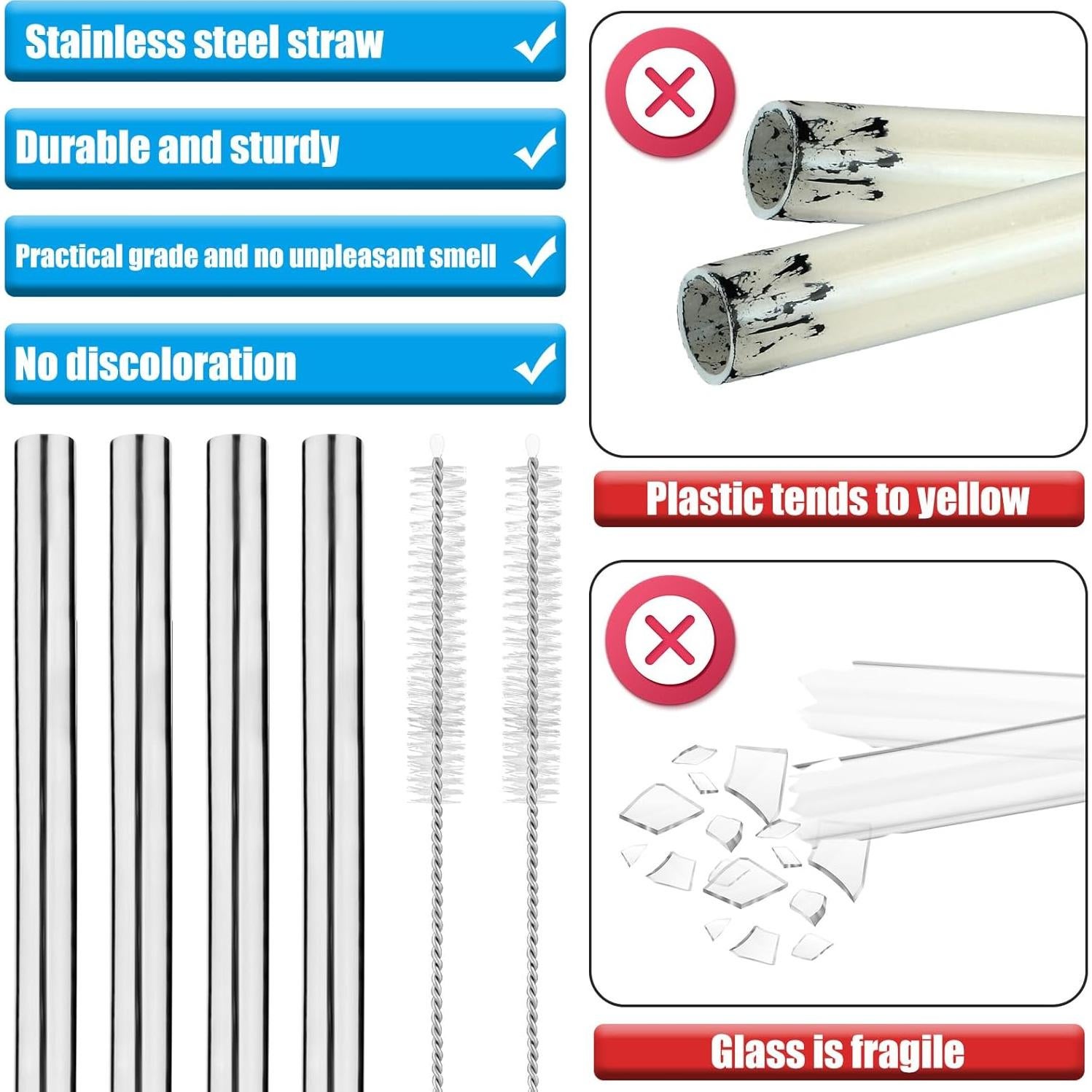 4 Popotes de Metal Reemplazo BOXOB para Owala Kids 16oz