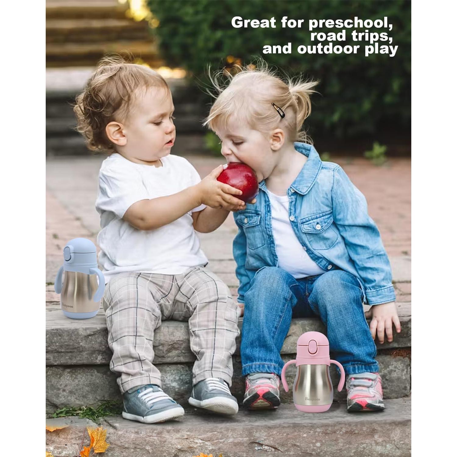 Vaso con Popote de Acero Inoxidable Bakpoco 250ml Azul