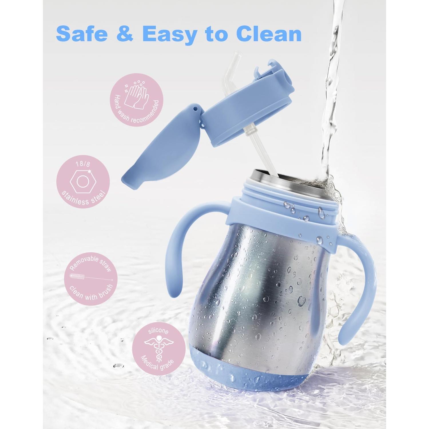 Vaso con Popote de Acero Inoxidable Bakpoco 250ml Azul