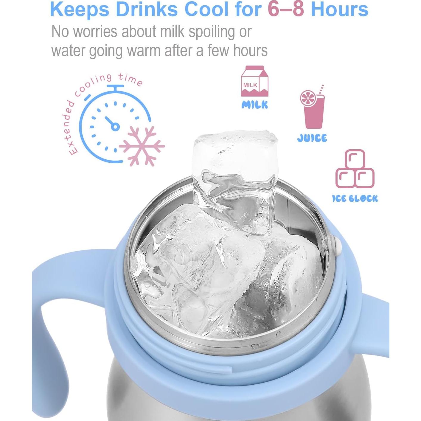 Vaso con Popote de Acero Inoxidable Bakpoco 250ml Azul