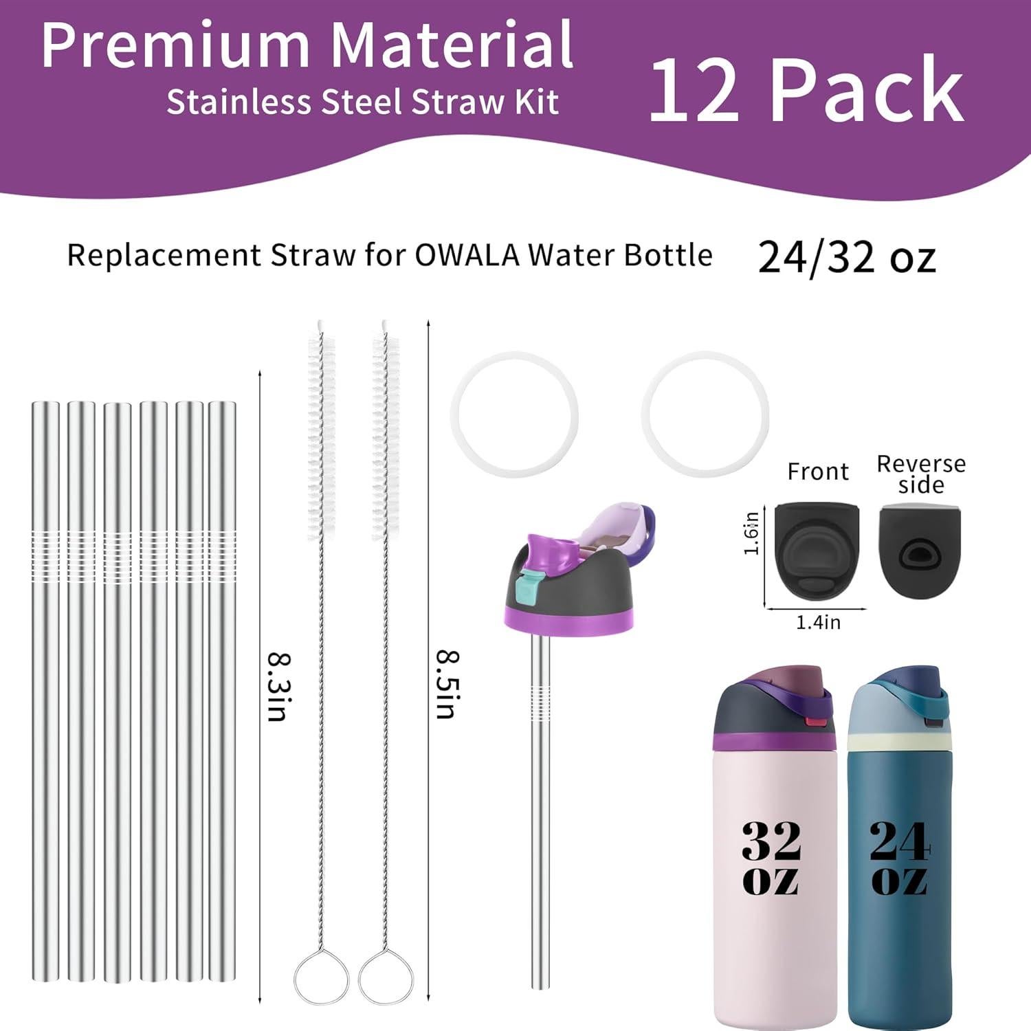 Kit de Pajitas Reutilizables NFAMRZCAR para Owala 24oz/32oz