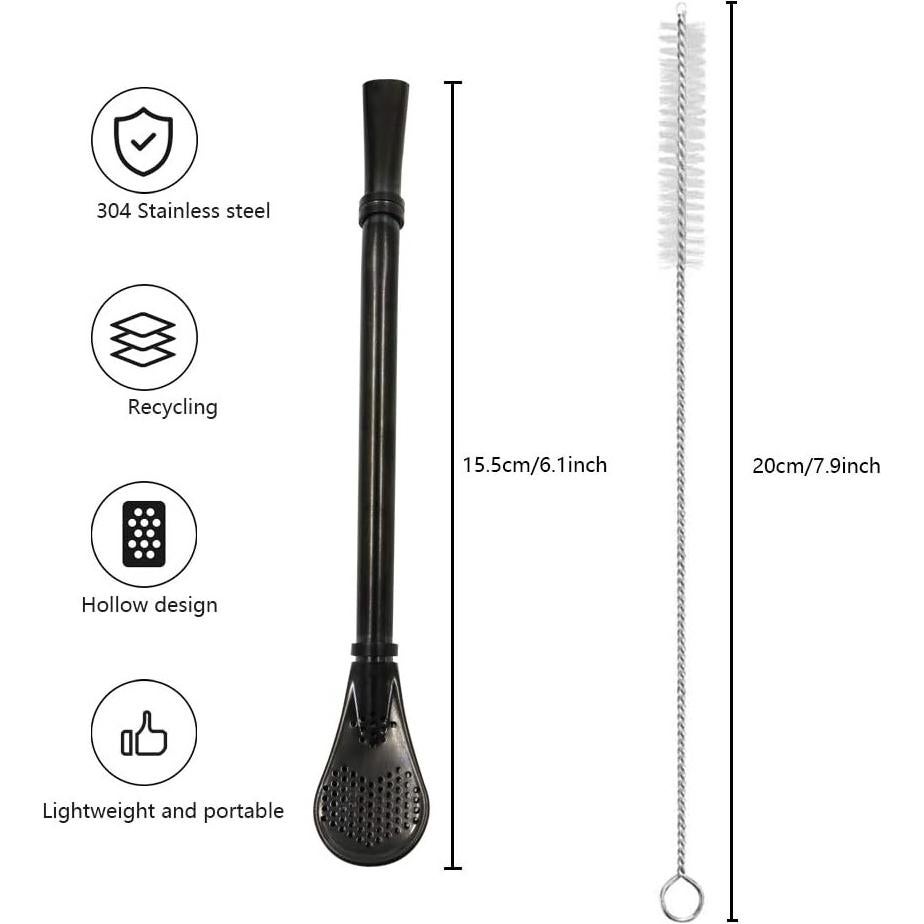 Cuchara Filtro de Acero Inoxidable 5 Colores con Cepillo