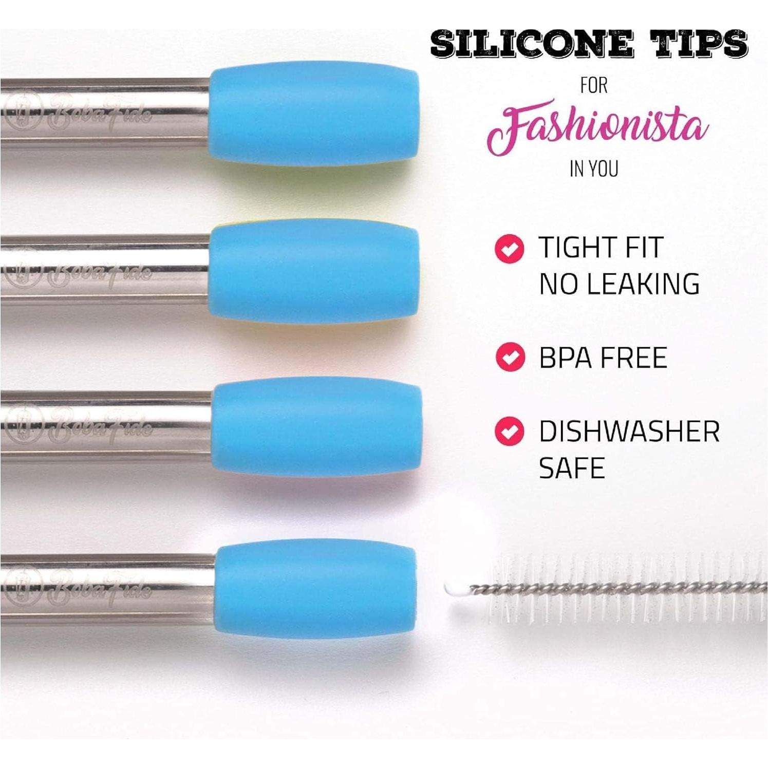 Popotes Reutilizables de Acero Inoxidable Boba Fide 19 cm con Silicona