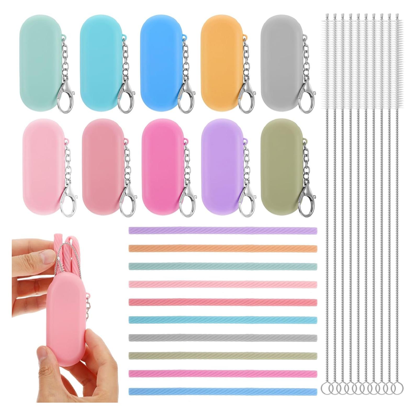 Juego de 10 Pajitas de Silicona Reutilizables Zisiueel 20 cm