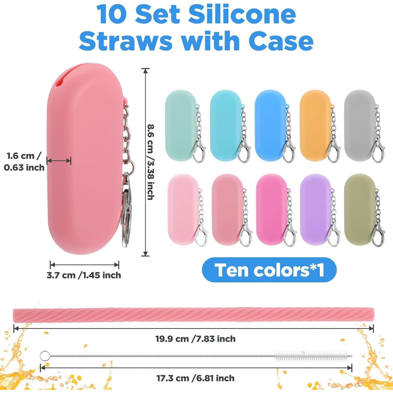 Juego de 10 Pajitas de Silicona Reutilizables Zisiueel 20 cm