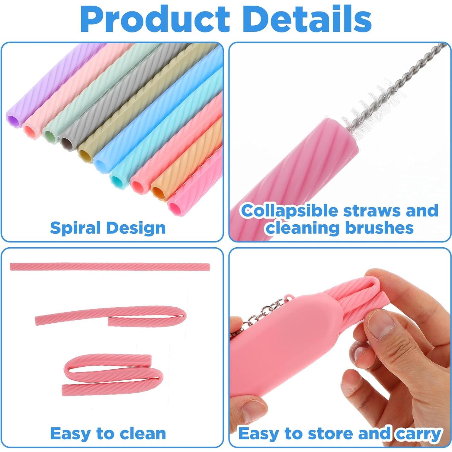 Juego de 10 Pajitas de Silicona Reutilizables Zisiueel 20 cm