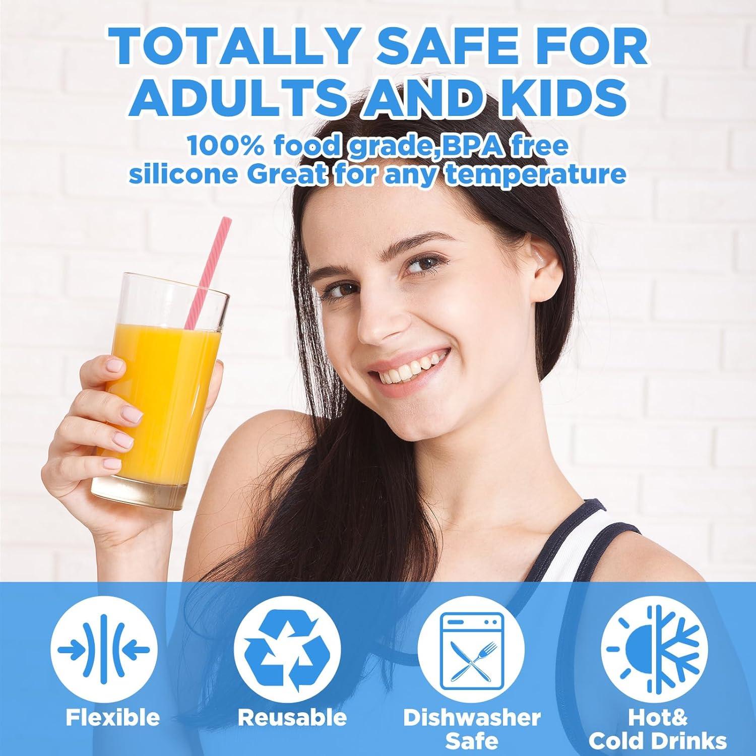 Juego de 10 Pajitas de Silicona Reutilizables Zisiueel 20 cm