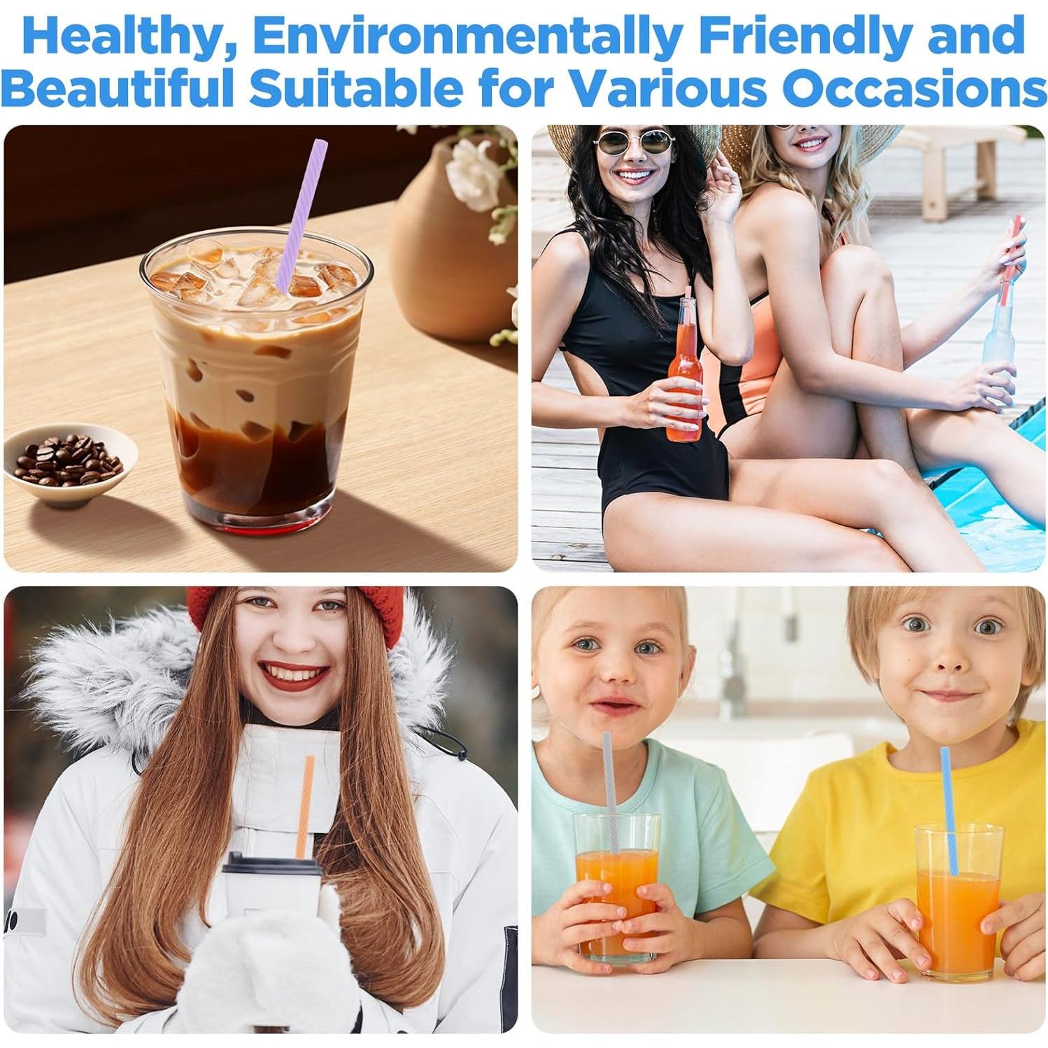 Juego de 10 Pajitas de Silicona Reutilizables Zisiueel 20 cm