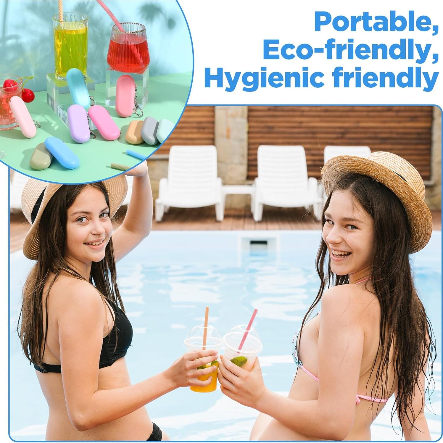 Juego de 10 Pajitas de Silicona Reutilizables Zisiueel 20 cm