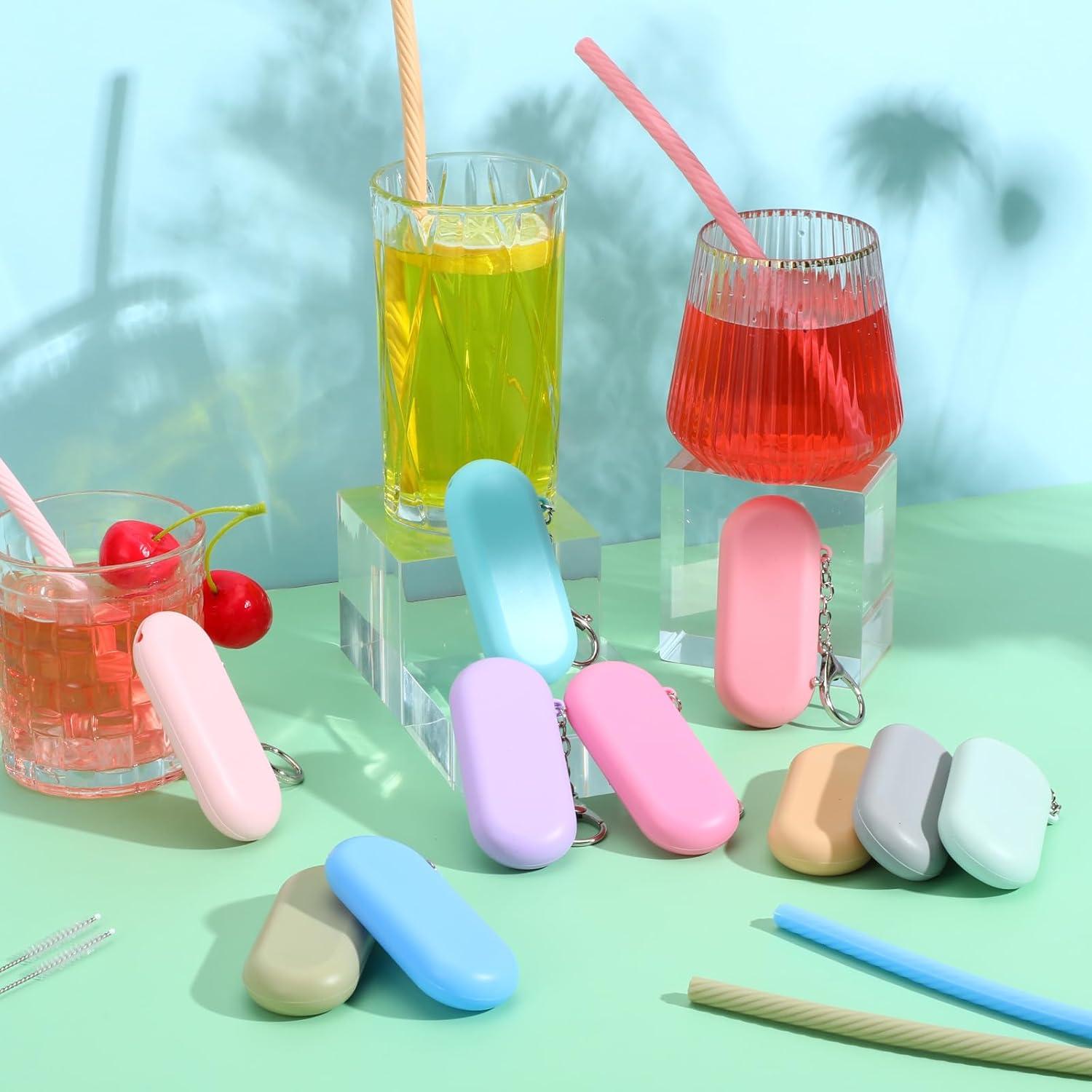 Juego de 10 Pajitas de Silicona Reutilizables Zisiueel 20 cm