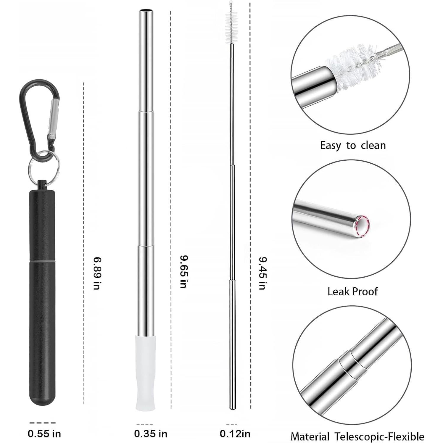 Popotes Reutilizables de Acero Inoxidable Foweroty - 2 Piezas