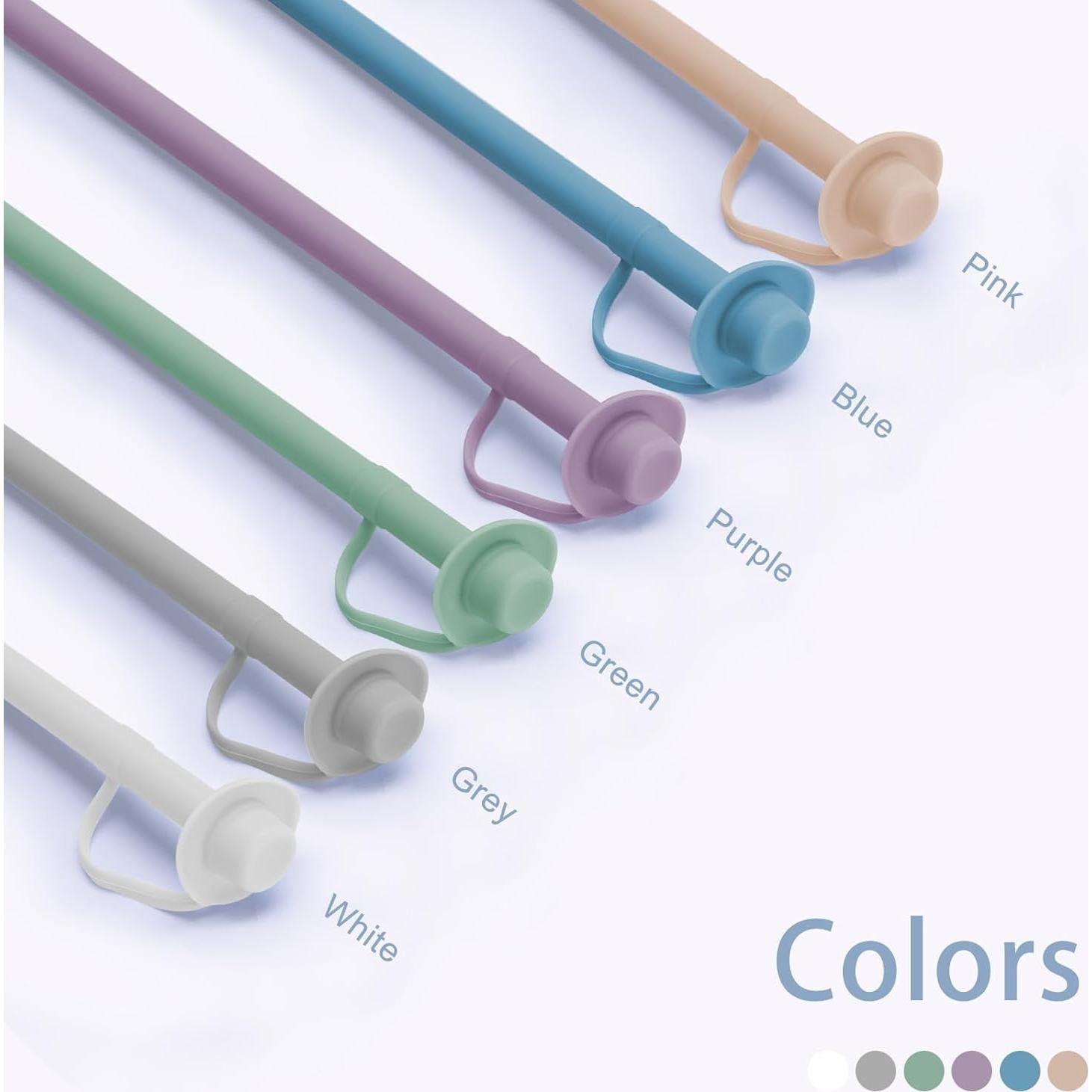 2PCS Reusable Silicone Straws with Cover, Bite-Safe, 12”Long Collapsible Drinking Straws for Stanley Owala Cups, Tumblers & Travel – Trim to Fit Any Cup (Pink)