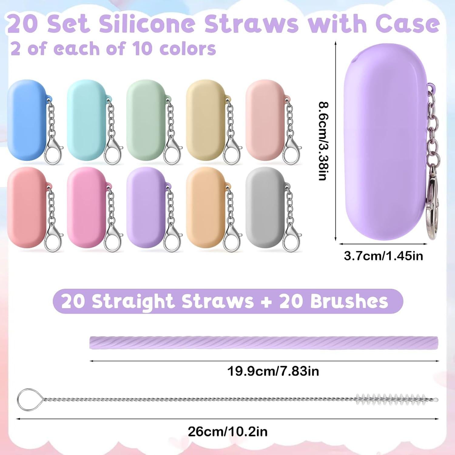 20 Sets de Pajitas Reutilizables Simarro con Estuche y Cepillos