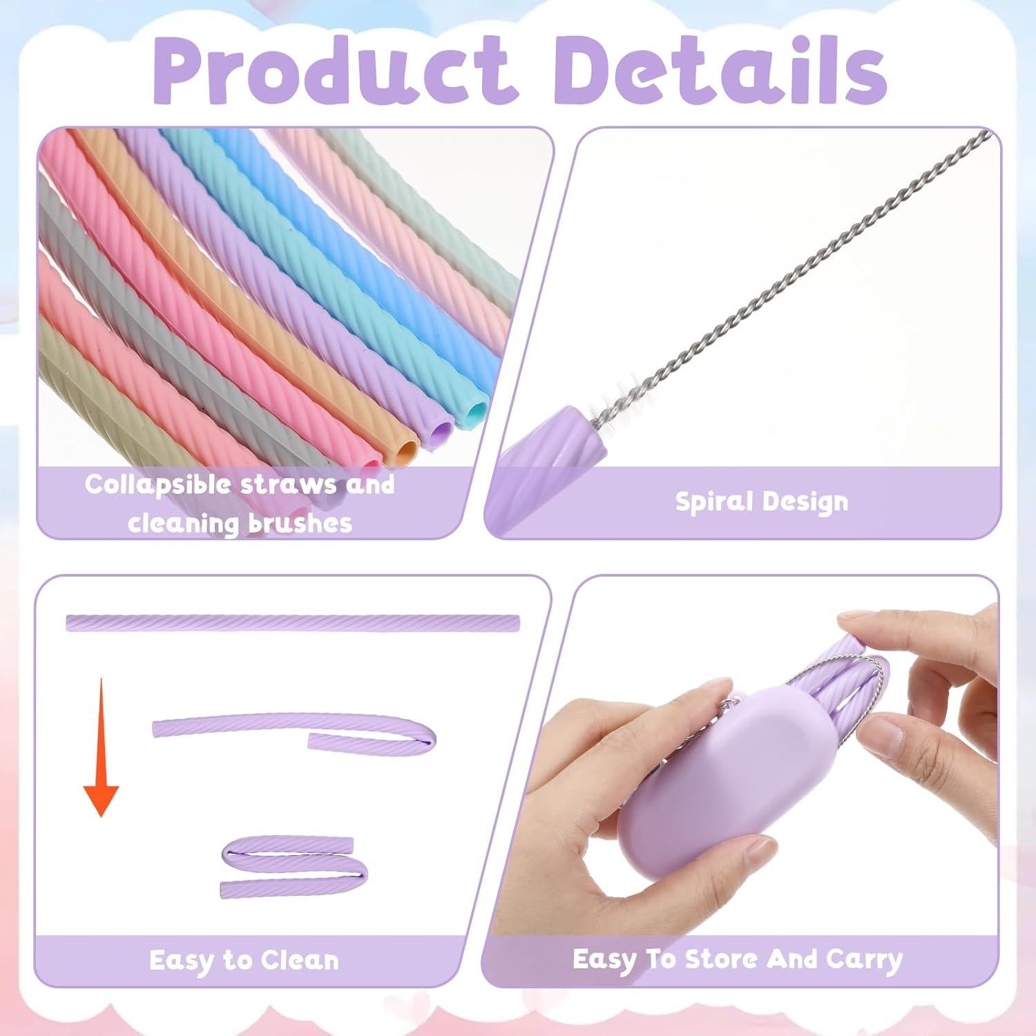 20 Sets de Pajitas Reutilizables Simarro con Estuche y Cepillos