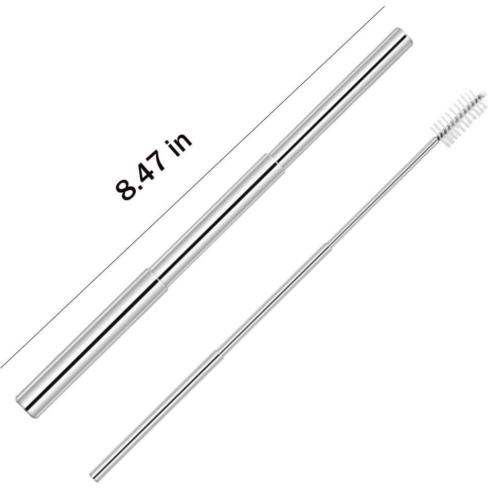 Popote Plegable Reutilizable Acero Inoxidable TOPJINZHIONE 21.5 cm