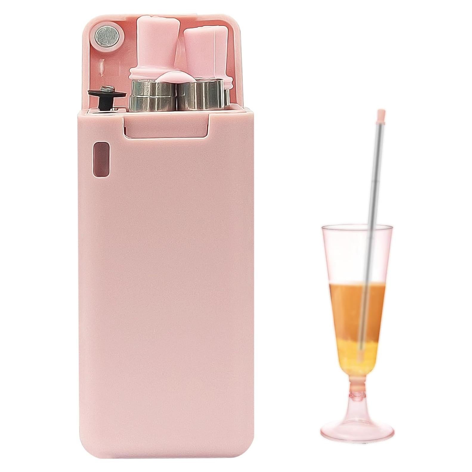 Popotes Reutilizables Plegables Biiange Rosados con Estuche