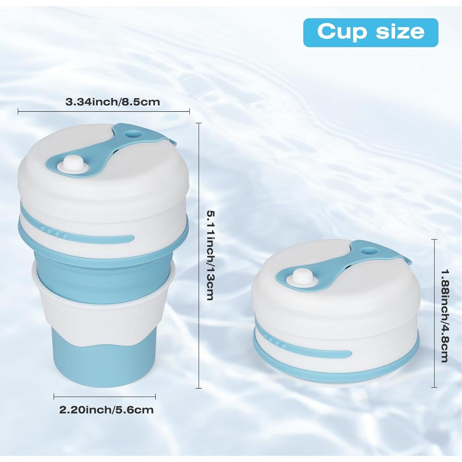 Tazas Plegables de Silicona CZJYWDG 350ml - 2 Pcs Azul y Gris