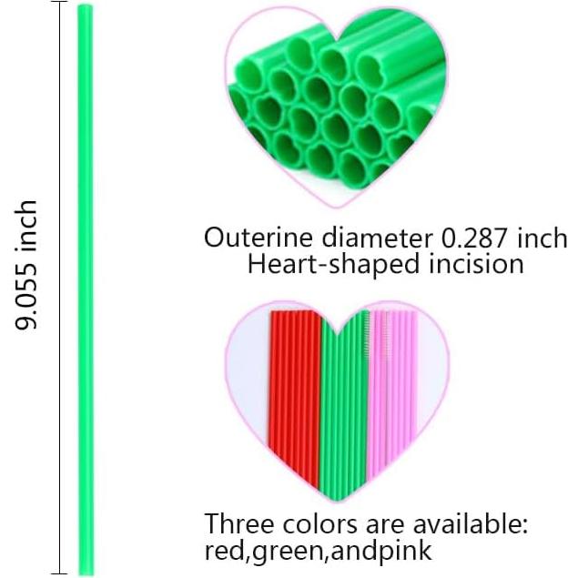 Popotes desechables en forma de corazón YAOSHENG 100 unidades