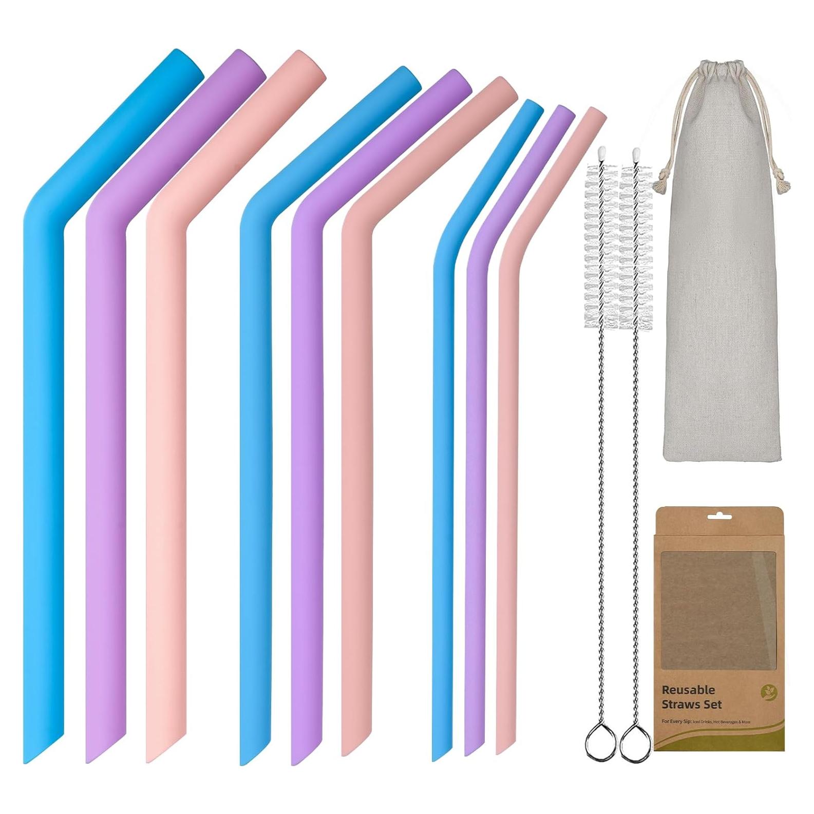 Popotes de Silicona Reutilizables Ullnosoo 9 Piezas 25.4 cm