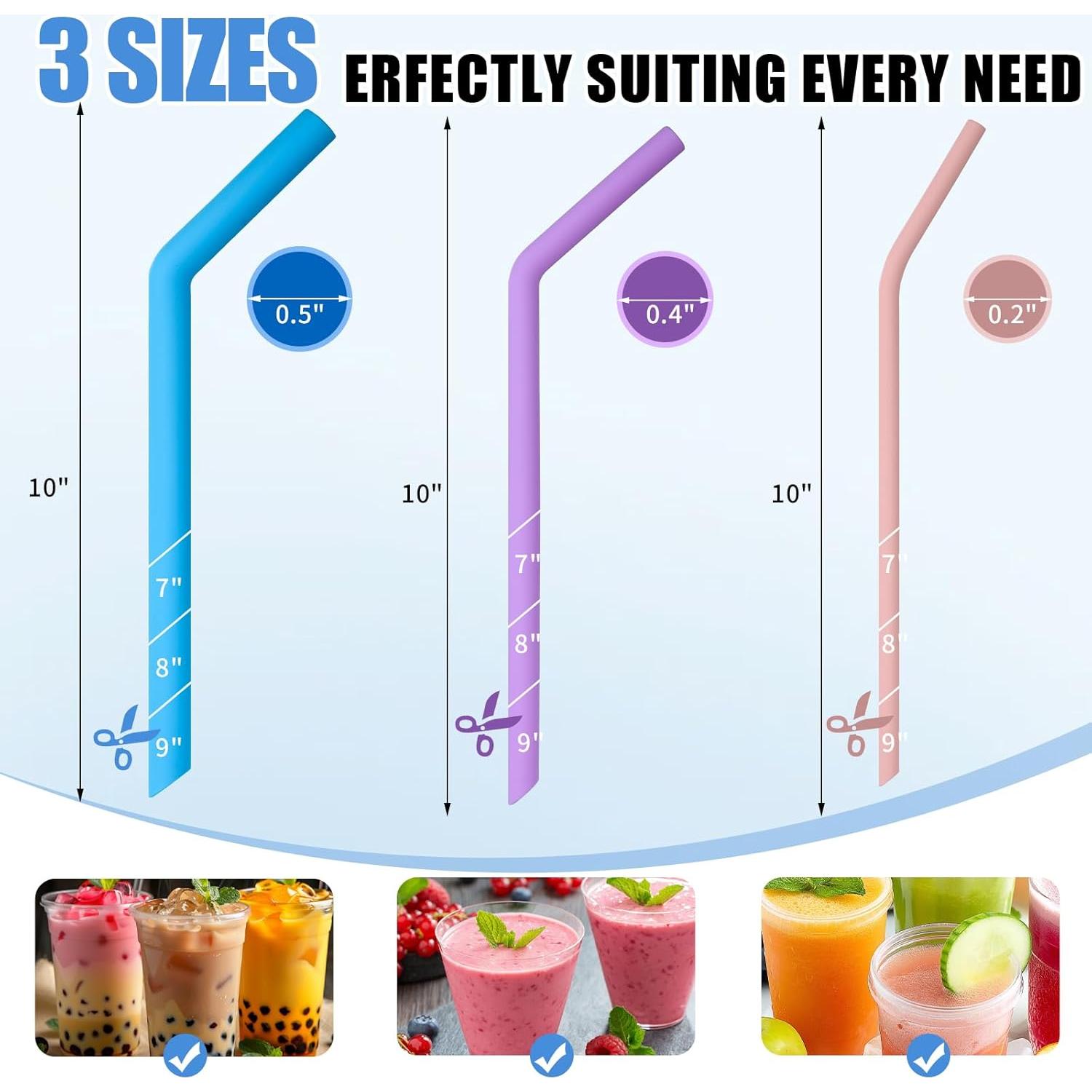 Popotes de Silicona Reutilizables Ullnosoo 9 Piezas 25.4 cm